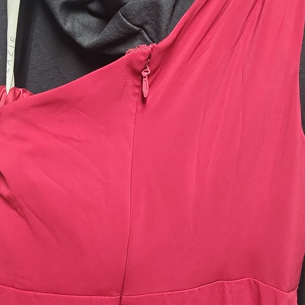 Azazie One-Shoulder Burgundy Dress - Picture 4 of 6